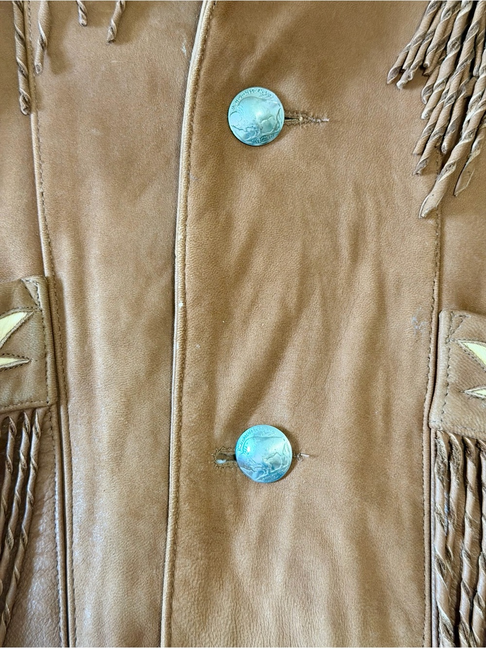 Vintage Continental Leather Fashions Western Fringe Jacket USA Buffalo Nickel - Picture 12 of 16
